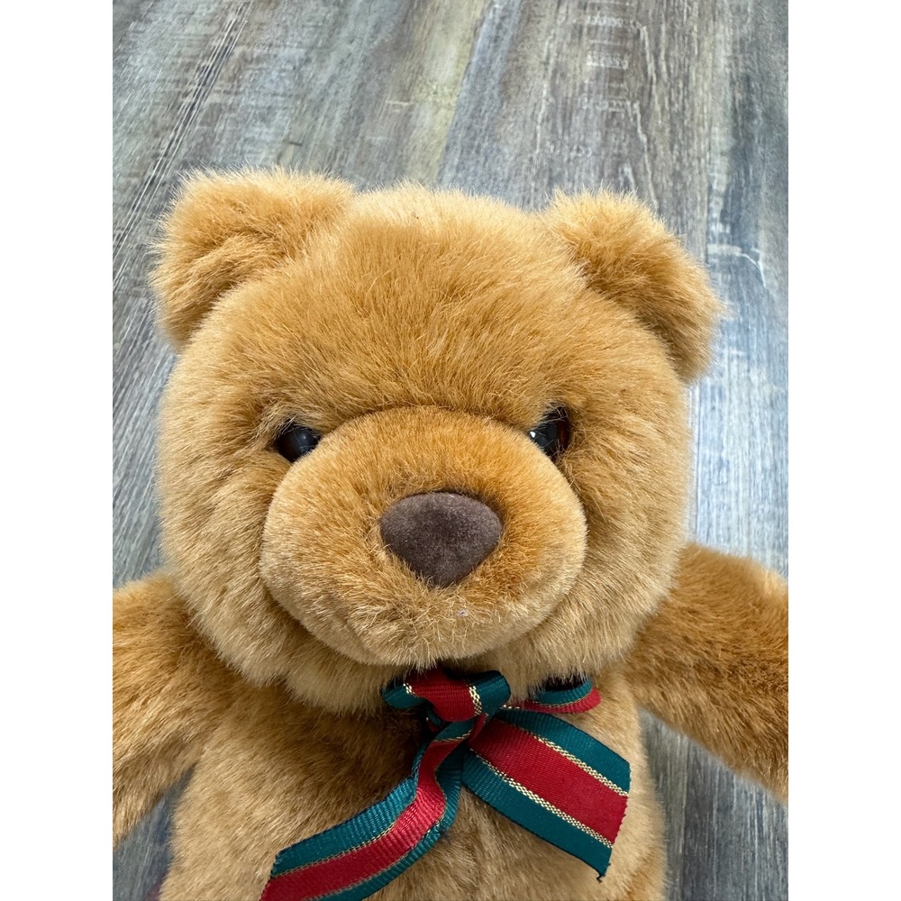 Gund Plush Teddy Bear Golden Brown Soft Stuffed Animal Holiday Ribbon 12 inch - Picture 8 of 9